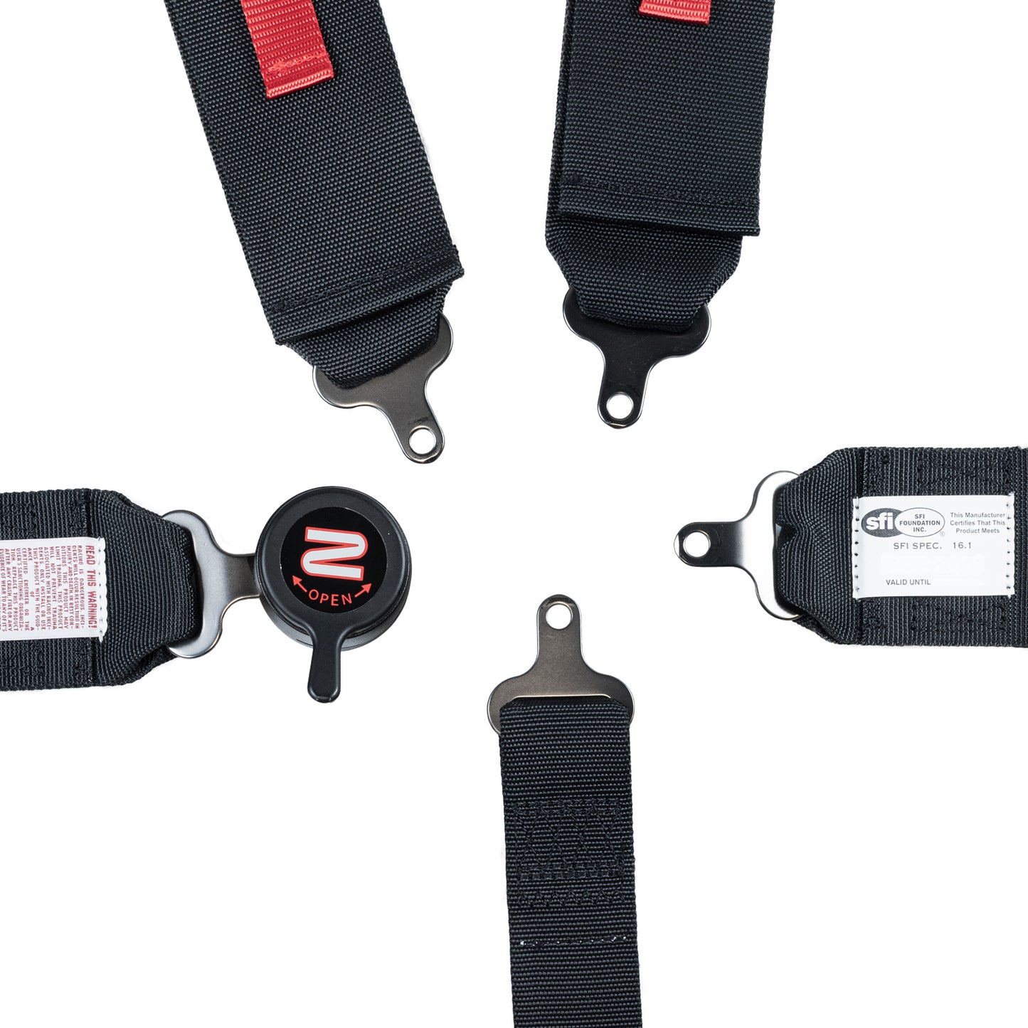 Zamp Race Seat Harness Black 3\q/2\q CAM Lock 5 Point Pull Down (Out) SFI 16.1