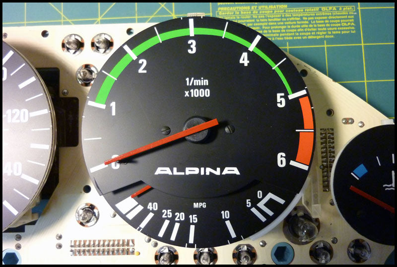 Garagistic - E30 Alpina Style Tach Strip (Green or Red stripes)