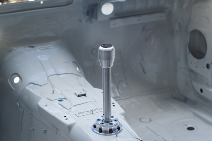 Garagistic Solid Chassis Mounted Short Shifter - E30, E36, E46-Shifters-grip-drift-Bare-Medium-Aluminum Standard W/Emblem-Garagistic-bmw