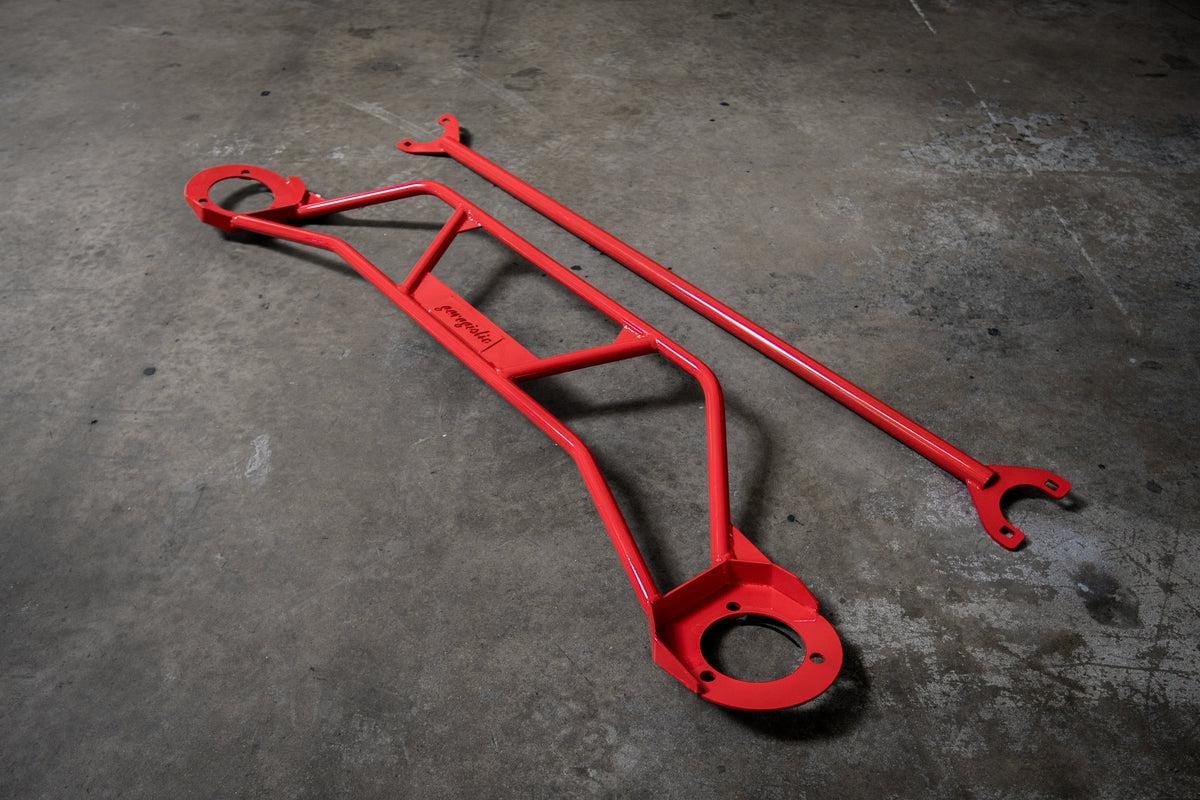 E36 Front and Rear Strut Bar Package combo - E36 M3, 328i, 328 compatible-Strut Bars-grip-drift-Red-Garagistic-bmw
