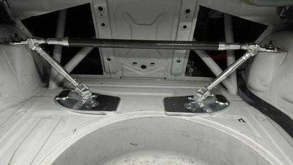 LTW E30 Carbon Fiber Modular 3 Piece Rear Strut Bar - 318, 320, 325, M3-Strut Bars-grip-drift-No Thanks-Raw Aluminum-Garagistic-bmw
