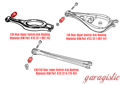 Monoball Complete Spherical Rear Control Arm Upper + Lower Bushings set  - E36 E46 Z4 - 33326770824/33321092247