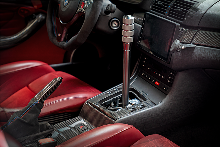 E46 "PRO" Self Centering Chassis Short Shifter-Shifters-grip-drift-Bare-Tall-Aluminum Knurled-Garagistic-bmw