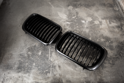 Garagistic - E36 (96-99) Matte Black Kidney Grille Set - 51138195151, 51138195152