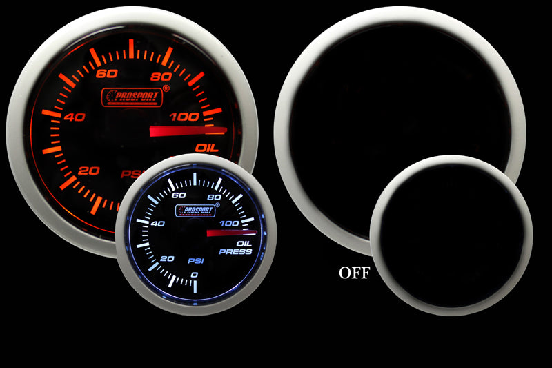 Prosport Gauges - 2-3/8" Amber / White - Oil Pressure Gauge
