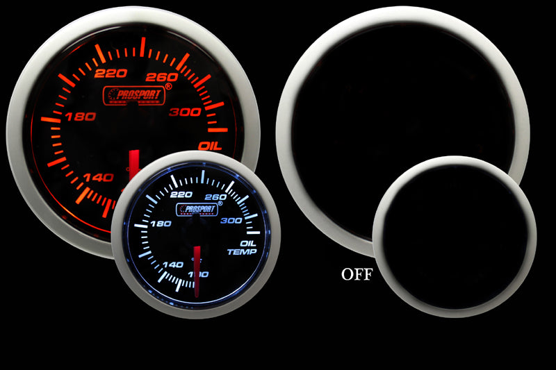 Prosport Gauges - 2-3/8" Amber / White -  Oil Temperature Gauge
