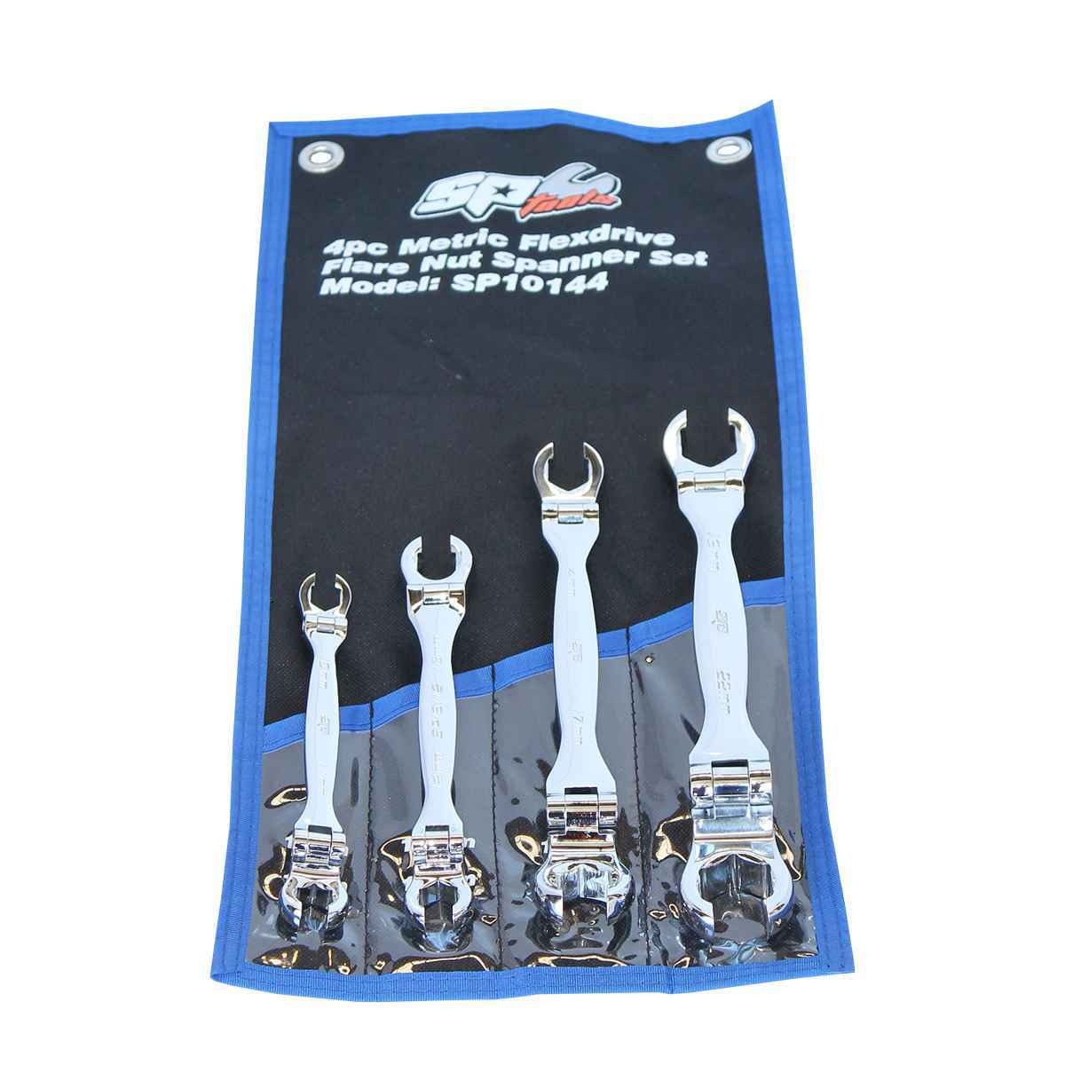 SP Tools USA - 4PC METRIC FLEX-HEAD FLARE NUT WRENCH SET