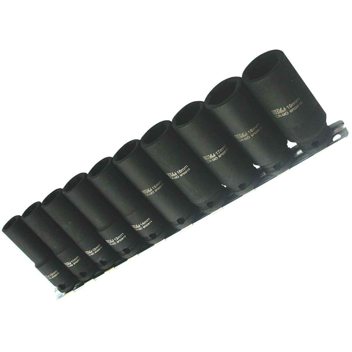 SP Tools USA - 10PC 3/8" DRIVE 6PT METRIC DEEP IMPACT SOCKET RAIL