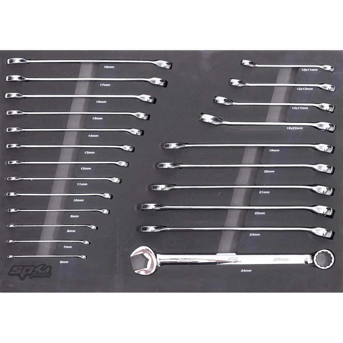SP Tools USA - 23PC METRIC COMBINATION + FLARE NUT WRENCH SET W/EVA FOAM