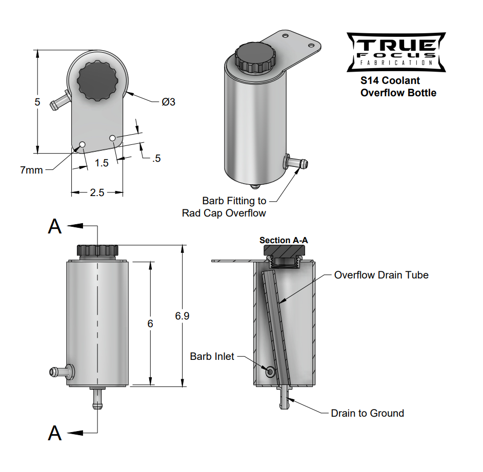 True Focus Fabrication - Nissan S14 / S15 - Coolant Overflow Tank