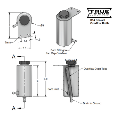 True Focus Fabrication - Nissan S14 / S15 - Coolant Overflow Tank