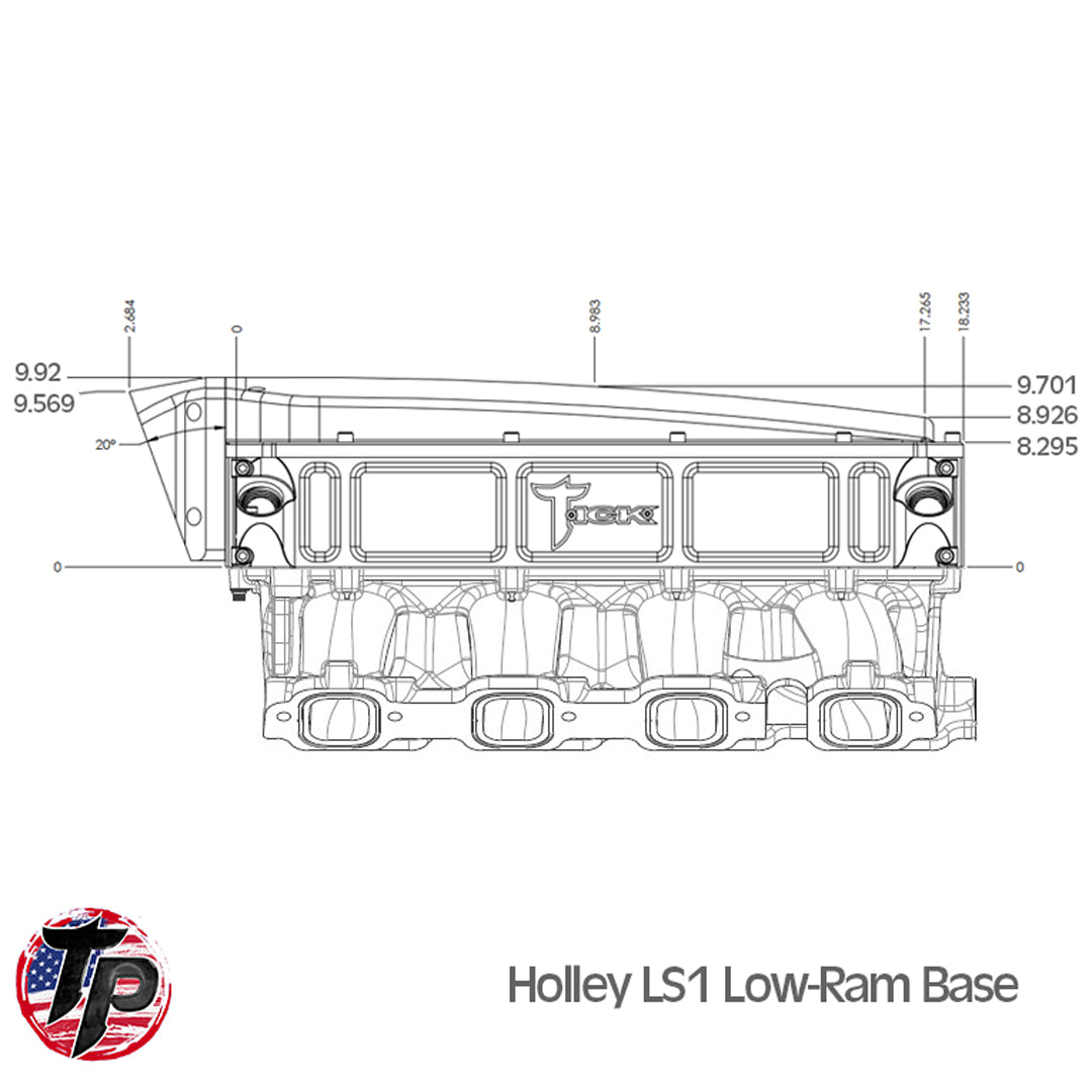 Tick Performance - Tick 1500hp Ultra Low Profile Billet Air-to-Water Intercooler for Holley Ram Intakes