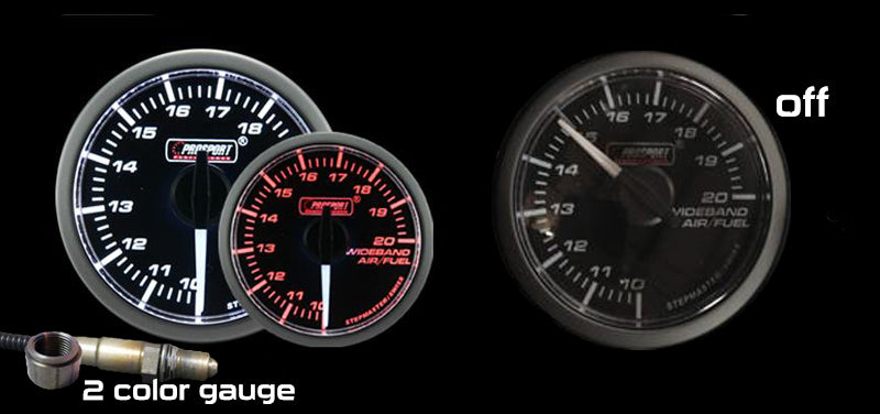 Prosport Gauges - 2-1/16" Wideband Premium White Pointer Clear Lens Air Fuel Ratio kit-Amber/White