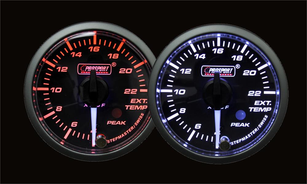 Prosport Gauges - 2-1/16" Premium White Pointer Clear Lens Amber/White EGT Gauge