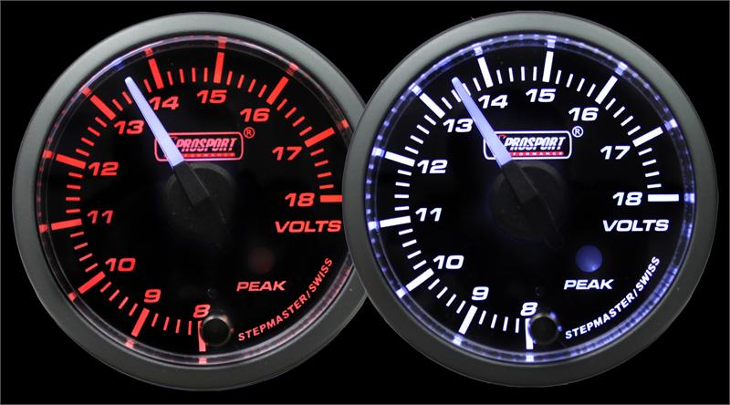 Prosport Gauges - 2-1/16" White Pointer Amber/White Clear Lens Premium Volt Gauge