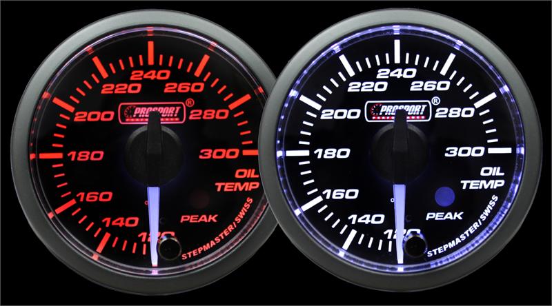 Prosport Gauges - 2-1/16" Premium White pointer Clear Lens Amber/White Oil Temperature Gauge-
