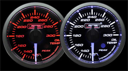 Prosport Gauges - 2-1/16" Premium White pointer Clear Lens Amber/White Oil Temperature Gauge-