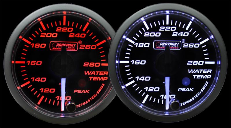 Prosport Gauges - 2-1/16" Premium White Pointer Clear Lens Amber/White Water Temperature