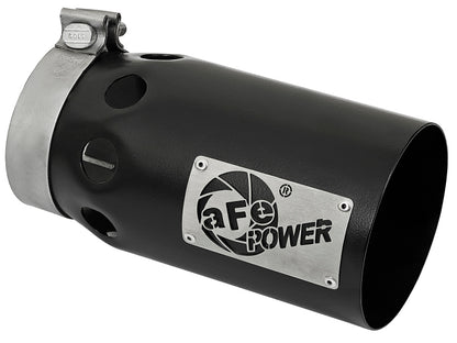 aFe Rebel XD Series Universal Exhaust Tip 4 IN Inlet x 5 IN Outlet x 10 IN L- Black Right Side Exit