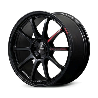 Gram Lights 57NR LIMITED II 18x7.5 +45 5-100 Semigloss Black Wheel w/ Black Cap/Stickers/Air Valve