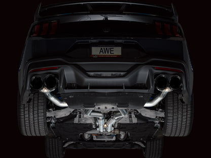 AWE 2024 Ford Mustang Dark Horse S650 RWD Track Edition Cat-Back Exhaust w/ Quad Diamond Black Tips