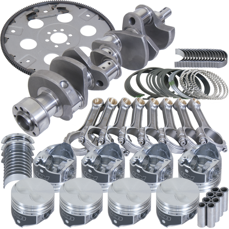Eagle Chevy 305 1Pc 3.480in Crank 5.700in I-Beam Rods 3.796in Pistons 168 Tooth FP Balanced Assembly