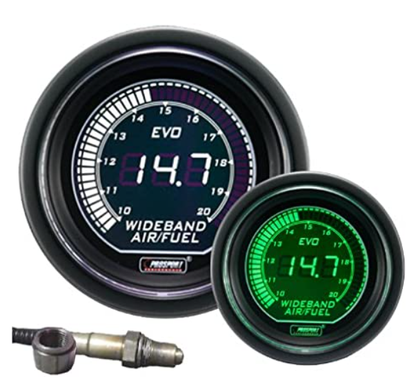Prosport Gauges - 2-1/16" EVO Wideband White/Green Digital Air Fuel Ratio kit-