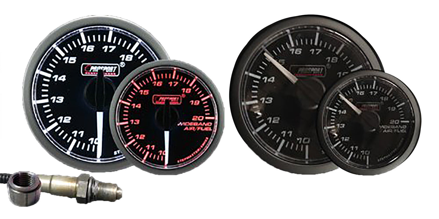 Prosport Gauges - 2-1/16" Wideband Premium White Pointer Clear Lens Air Fuel Ratio kit-Amber/White