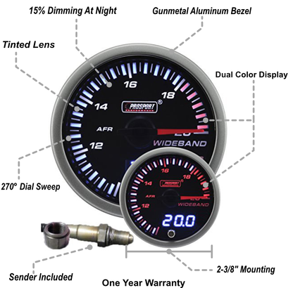 Prosport Gauges - 2-3/8" JDM Wideband Digital Air Fuel Ratio kit