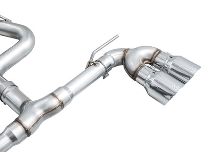 AWE Tuning MK8 Volkswagen Golf R 3in Track Edition Quad Exhaust - Chrome Silver Tips