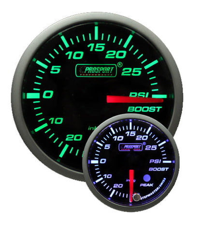 Prosport Gauges - 2-1/16" Green/White Premium Electric Boost gauge