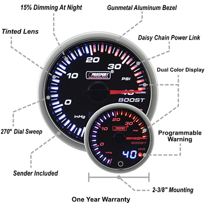 Prosport Gauges - 2-3/8" JDM Electrical Boost Gauge