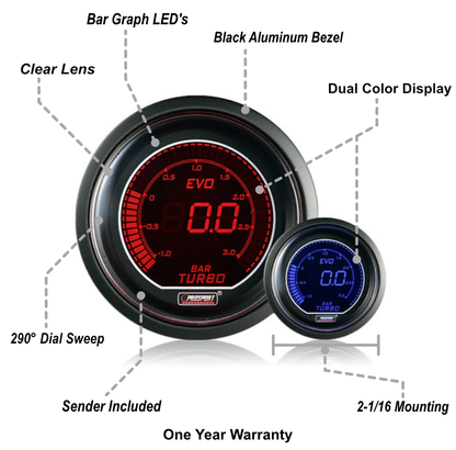 Prosport Gauges - 52mm Evo Electrical Boost Gauge-BAR