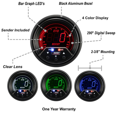 Prosport Gauges - 2-3/8" Premium Evo Electrical Boost Gauge