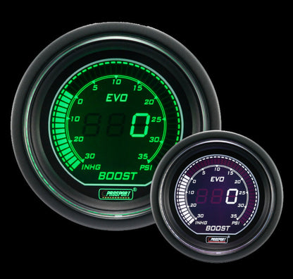 Prosport Gauges - 2-1/16" Evo Electrical Boost Gauge-Green and White