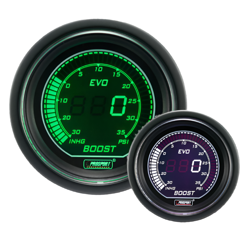 Prosport Gauges - 2-1/16" Evo Electrical Boost Gauge-Green and White