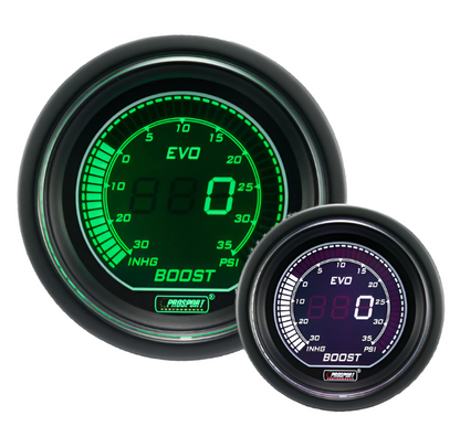 Prosport Gauges - 2-1/16" Evo Electrical Boost Gauge-Green and White