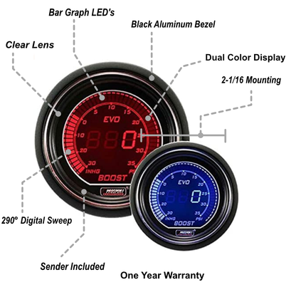 Prosport Gauges - 2-1/16" Evo Electrical Boost Gauge