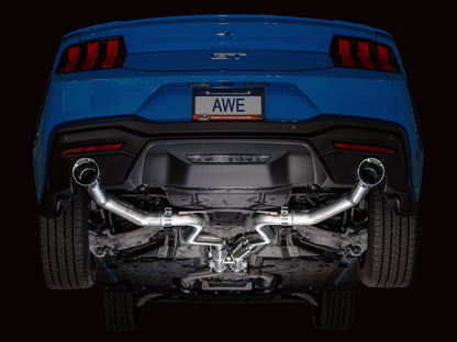 AWE 2024 Ford Mustang GT Fastback S650 RWD Track Edition Cat-Back Exhaust w/ Dual Chrome Silver Tips