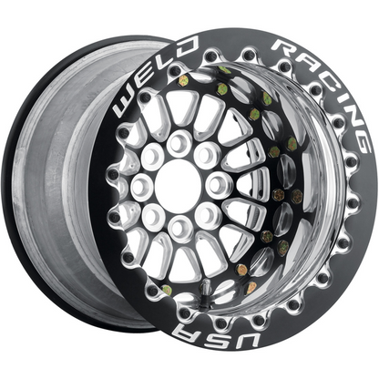Weld Tuner Import Drag 13x11 / 4x100mm BP / 4.5in. BS Black Center Black Double Beadlock M/T Wheel
