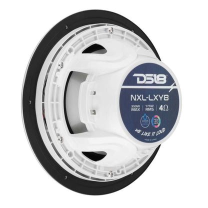 DS18 8in 2-Way 175 Watts RMS 4ohm Digital LED Lights Bullet Tweeter White