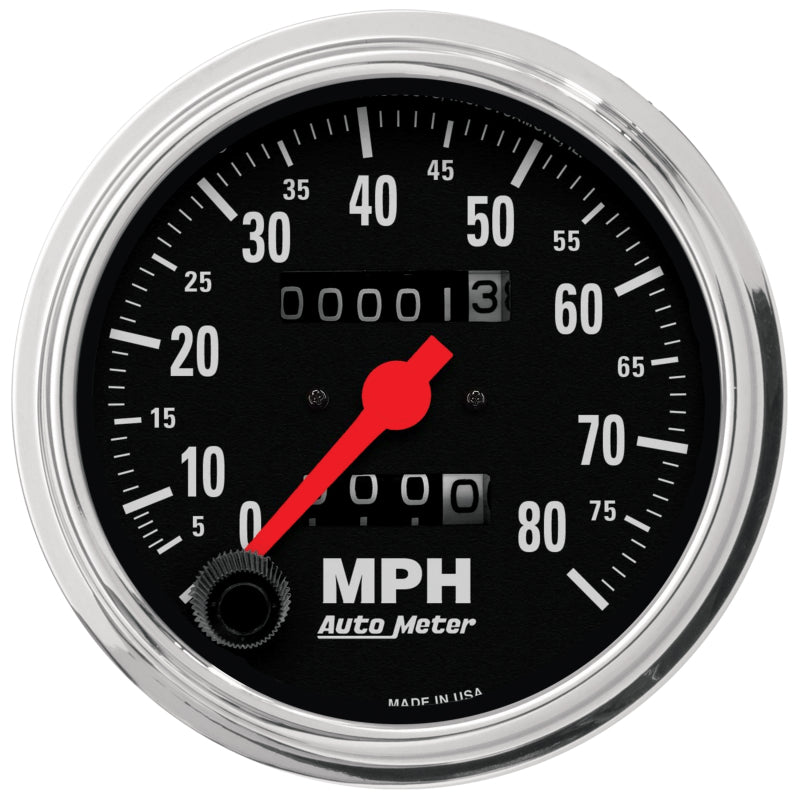 Autometer Traditional Chrome 3-3/8in 80 MPH Mechanical Speedometer