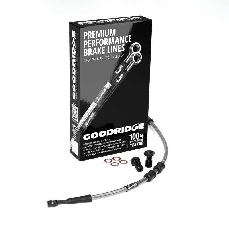 Goodridge 14-20 HD XL1200C Pull Back (w/o ABS) +10in Clear Brake Line Kit w/Black Fittings