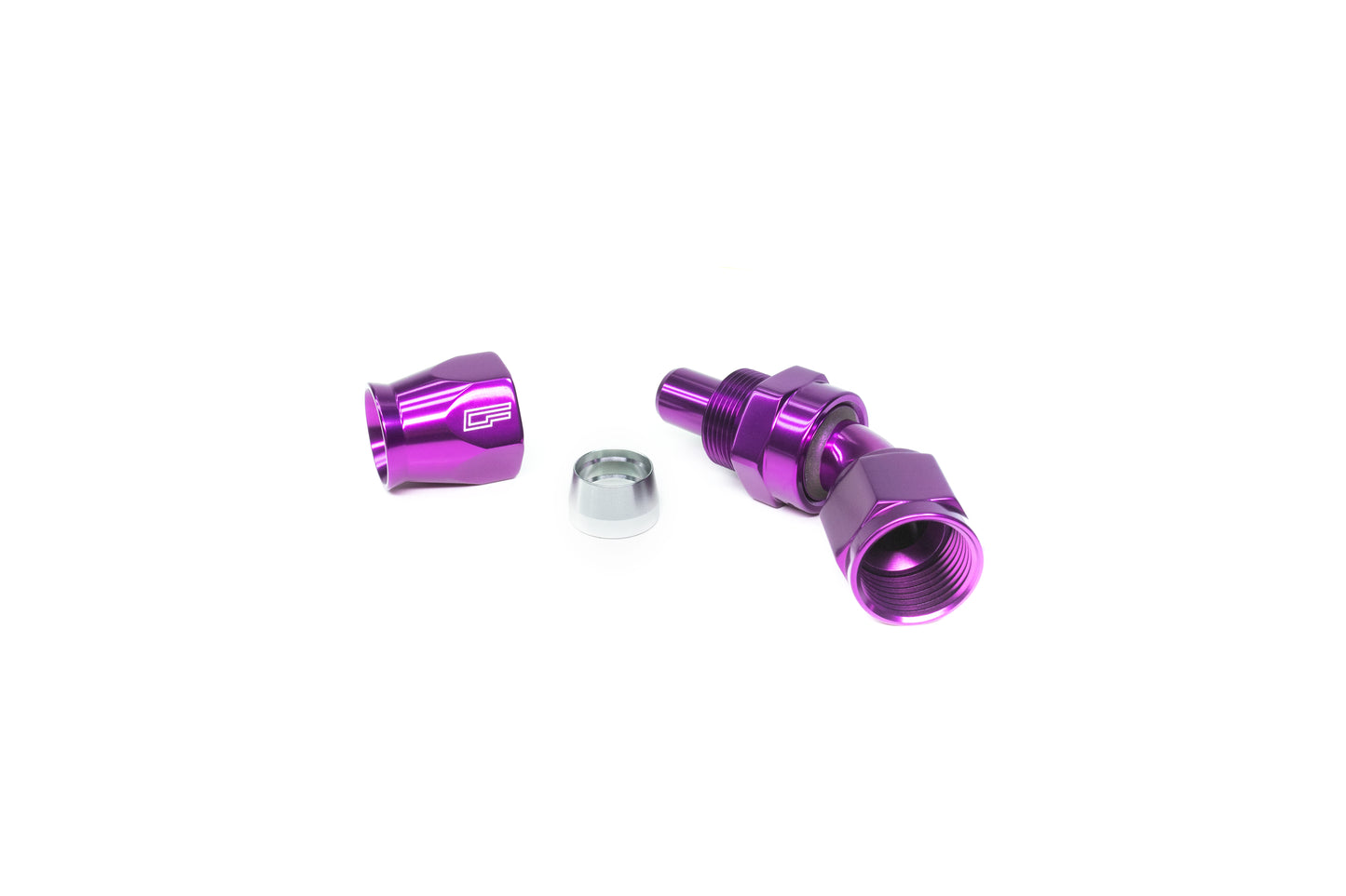 ColorFittings -  06 AN 45 Degree Female Aluminum Hose End (PTFE)