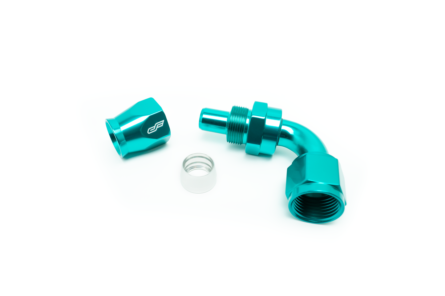 ColorFittings - 10 AN 90 Degree Female Aluminum Hose End (PTFE)
