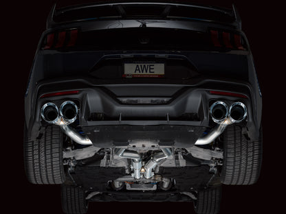 AWE 2024 Ford Mustang Dark Horse S650 RWD Track Edition Cat-Back Exhaust w/ Quad Chrome Silver Tips