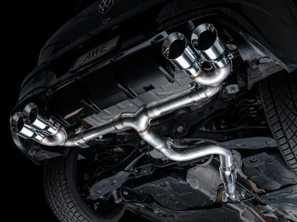 AWE Tuning MK8 Volkswagen Golf R 3in Track Edition Quad Exhaust - Chrome Silver Tips