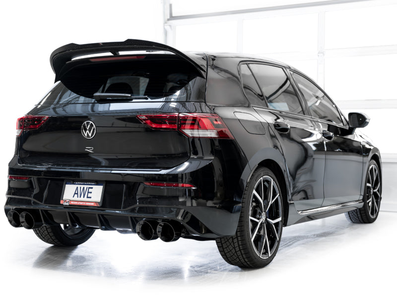 AWE Tuning MK8 Volkswagen Golf R 3in Track Edition Quad Exhaust - Diamond Black Tips