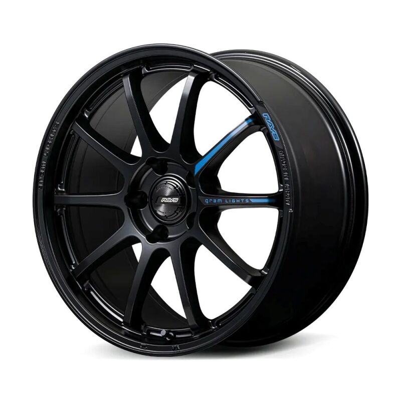 Gram Lights 57NR LIMITED II 17x7.0 +38 5-114.3 Semigloss Black Wheel w/ Black Cap/Stickers/Air Valve