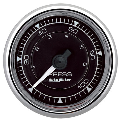 Autometer Chrono 2-1/16in 100PSI Mechanical Pressure Gauge - Chrome